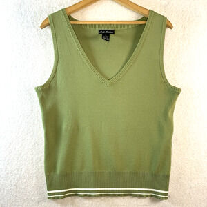 Vintage Womens‎ Sleeveless Knit Top Sz M Green Y2K Tennis Prep Academia Sporty
